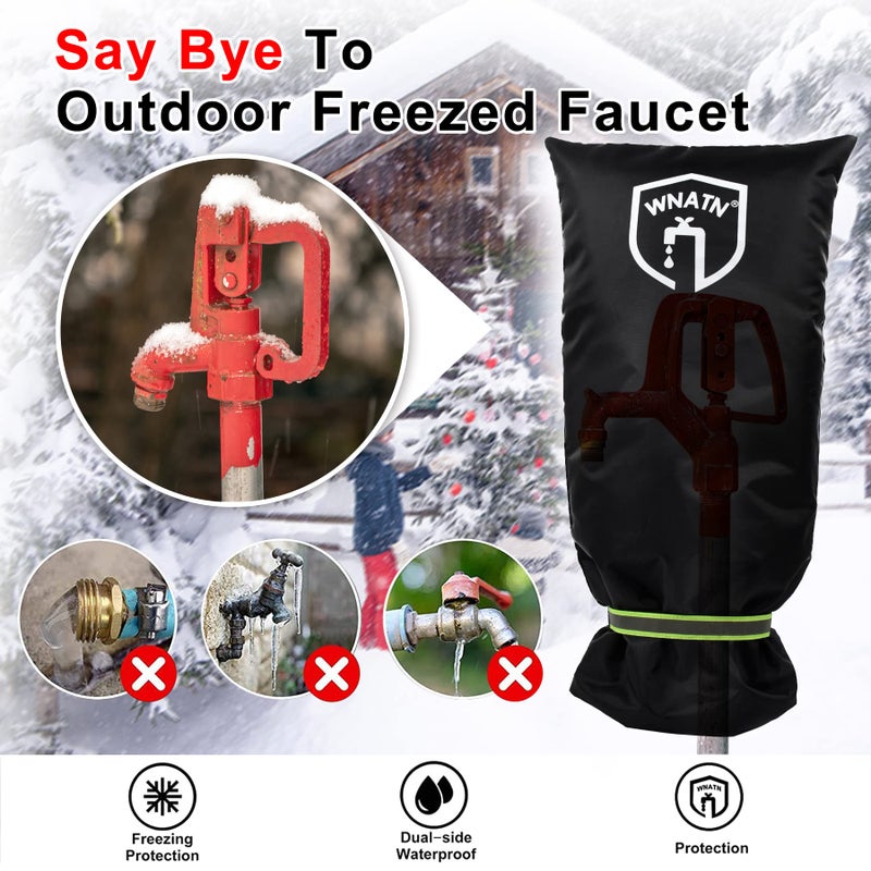 WNATN Outdoor Faucet Cover for Winter Freeze Protection,28"" L x 15""W,Outdoor Long Faucet Cover Socks for Winter,Spigot Covers Winter Insulated,Outside Large Faucet Cover Freeze Protection,1PCS(Black) - Image 2